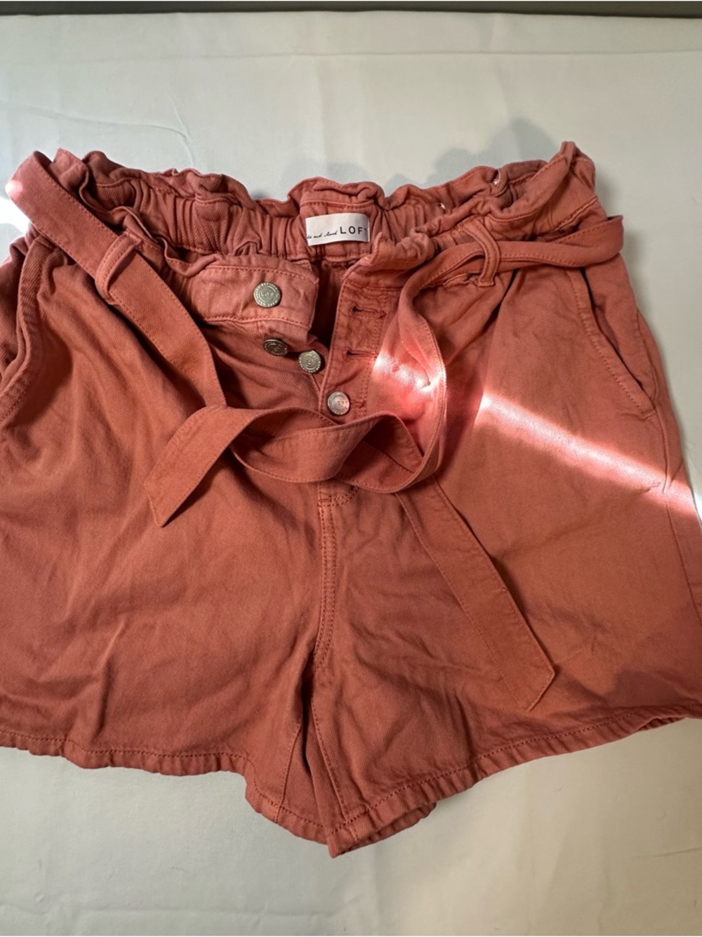 LOF Rust Paperbag Tie-Waist High-Rise Shorts